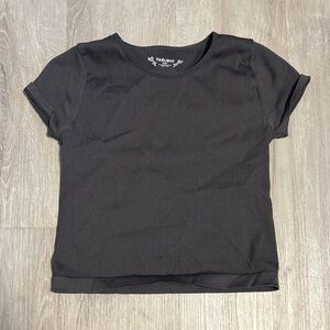 Harlow Ribbed Gray Short Sleeve Top